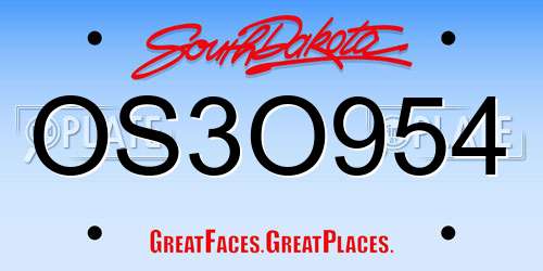 OS3O954 South Dakota License Plate