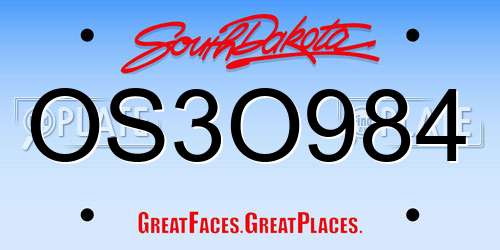 OS3O984 South Dakota License Plate