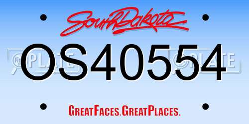 OS40554 South Dakota License Plate