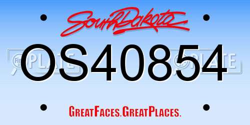 OS40854 South Dakota License Plate