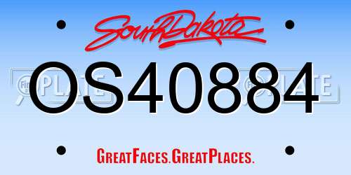 OS40884 South Dakota License Plate