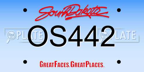OS442 South Dakota License Plate