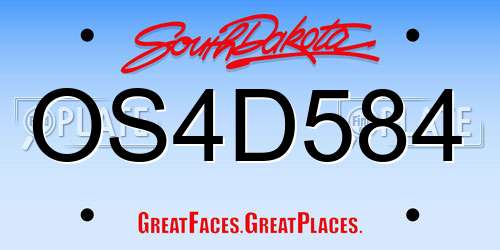 OS4D584 South Dakota License Plate