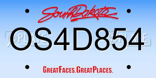 OS4D854 South Dakota License Plate