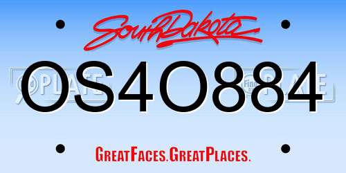 OS4O884 South Dakota License Plate