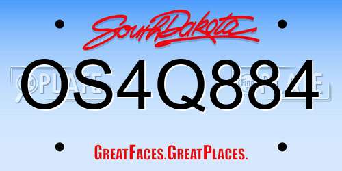 OS4Q884 South Dakota License Plate