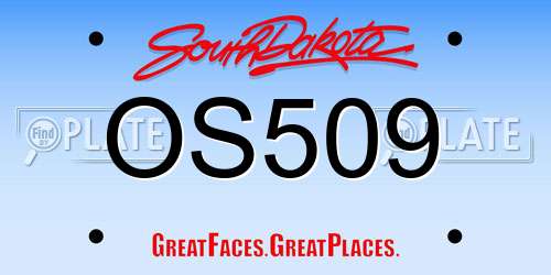 OS509 South Dakota License Plate