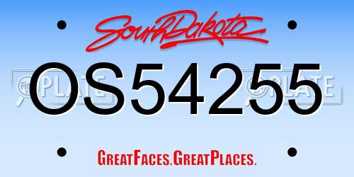 OS54255 South Dakota License Plate