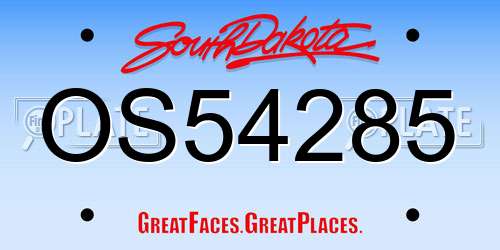 OS54285 South Dakota License Plate