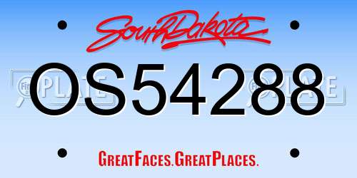 OS54288 South Dakota License Plate