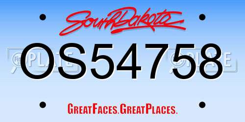 OS54758 South Dakota License Plate