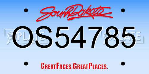 OS54785 South Dakota License Plate