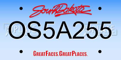 OS5A255 South Dakota License Plate