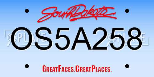 OS5A258 South Dakota License Plate