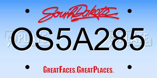 OS5A285 South Dakota License Plate