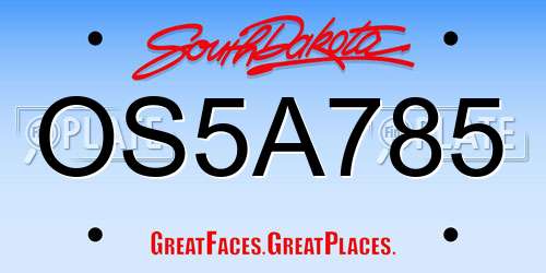 OS5A785 South Dakota License Plate