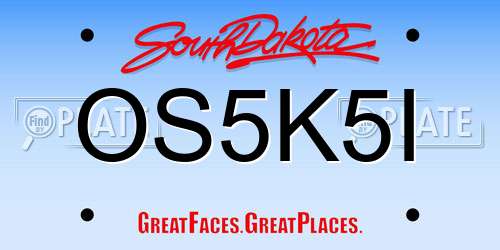 OS5K5I South Dakota License Plate