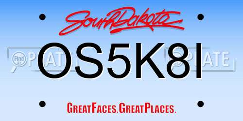 OS5K8I South Dakota License Plate