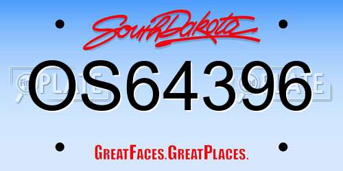 OS64396 South Dakota License Plate