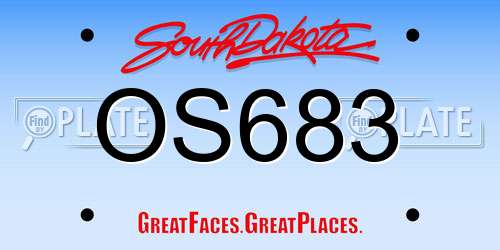 OS683 South Dakota License Plate