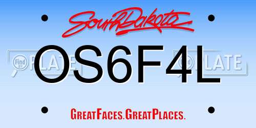 OS6F4L South Dakota License Plate