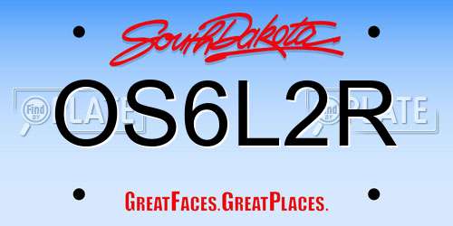 OS6L2R South Dakota License Plate
