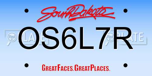 OS6L7R South Dakota License Plate