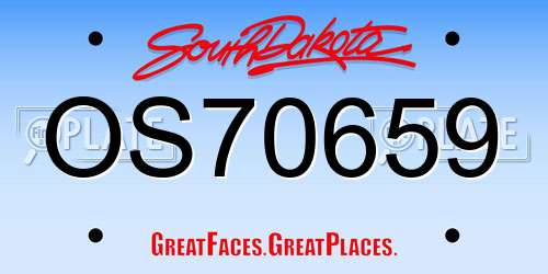 OS70659 South Dakota License Plate