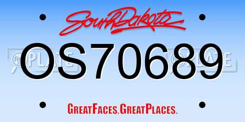 OS70689 South Dakota License Plate