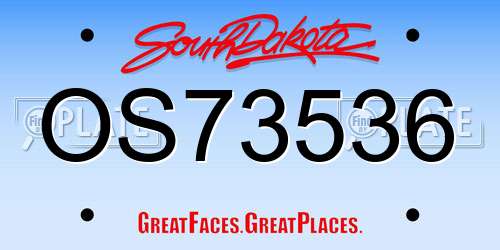 OS73536 South Dakota License Plate