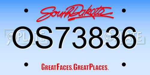 OS73836 South Dakota License Plate