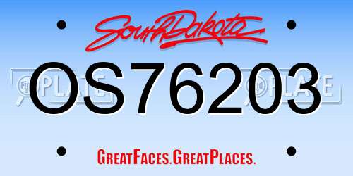 OS76203 South Dakota License Plate