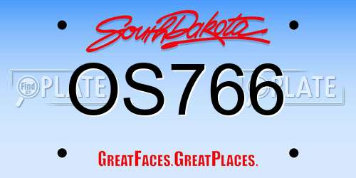OS766 South Dakota License Plate