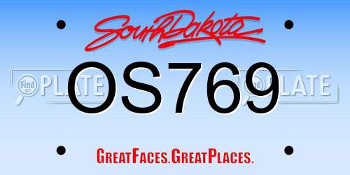 OS769 South Dakota License Plate