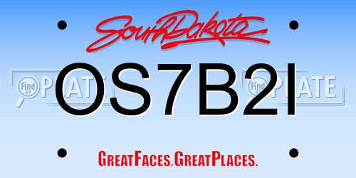 OS7B2I South Dakota License Plate