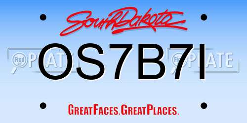 OS7B7I South Dakota License Plate