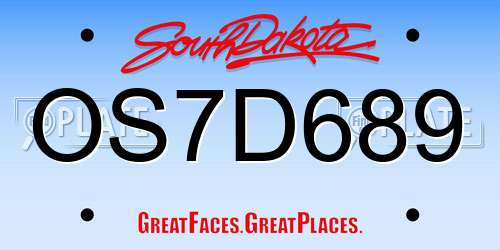 OS7D689 South Dakota License Plate