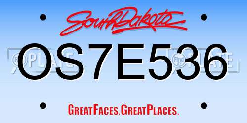 OS7E536 South Dakota License Plate