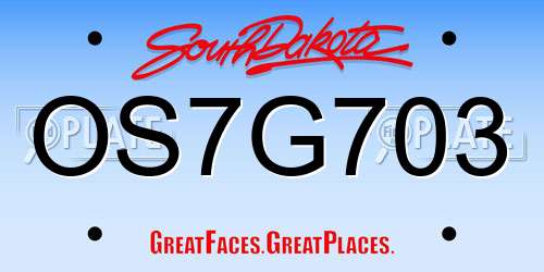 OS7G703 South Dakota License Plate