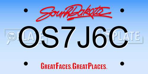 OS7J6C South Dakota License Plate