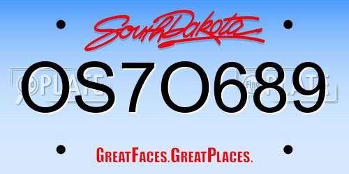 OS7O689 South Dakota License Plate