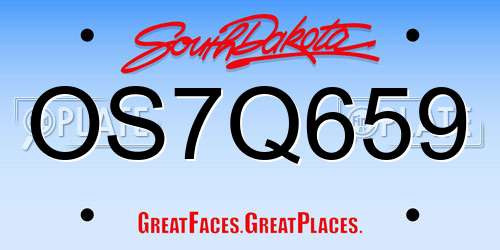 OS7Q659 South Dakota License Plate