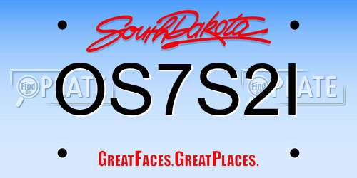 OS7S2I South Dakota License Plate