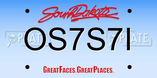 OS7S7I South Dakota License Plate
