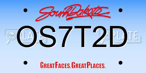 OS7T2D South Dakota License Plate