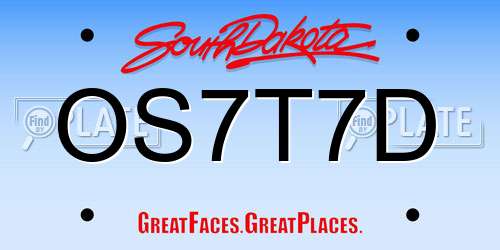 OS7T7D South Dakota License Plate