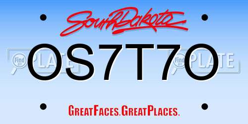 OS7T7O South Dakota License Plate