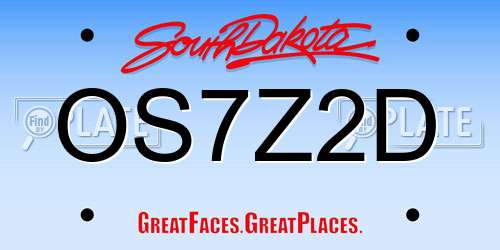 OS7Z2D South Dakota License Plate