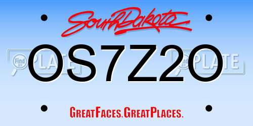 OS7Z2O South Dakota License Plate