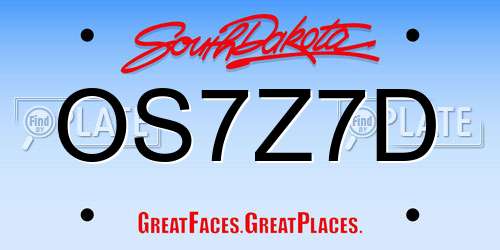 OS7Z7D South Dakota License Plate